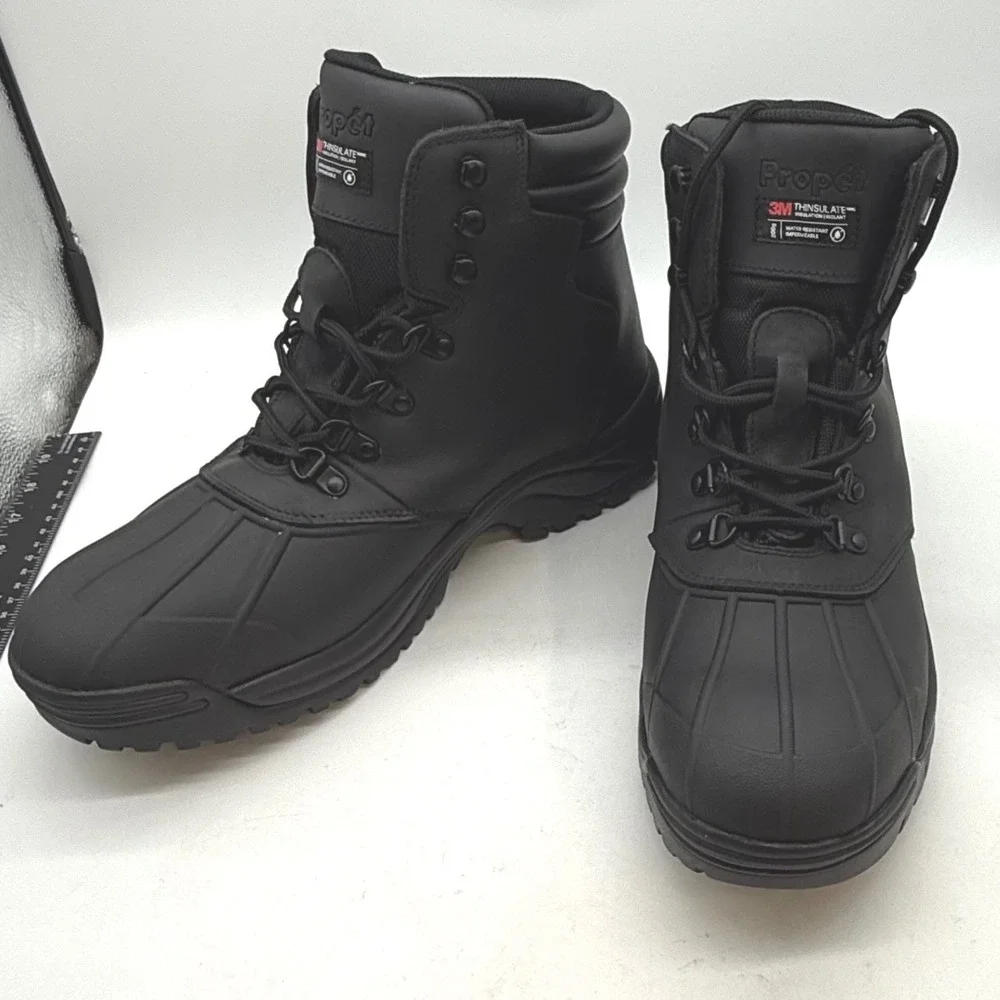 Propet M3789 Mens Black Leather 3M Thinsulate Water Resistant Boots 14 X 3E